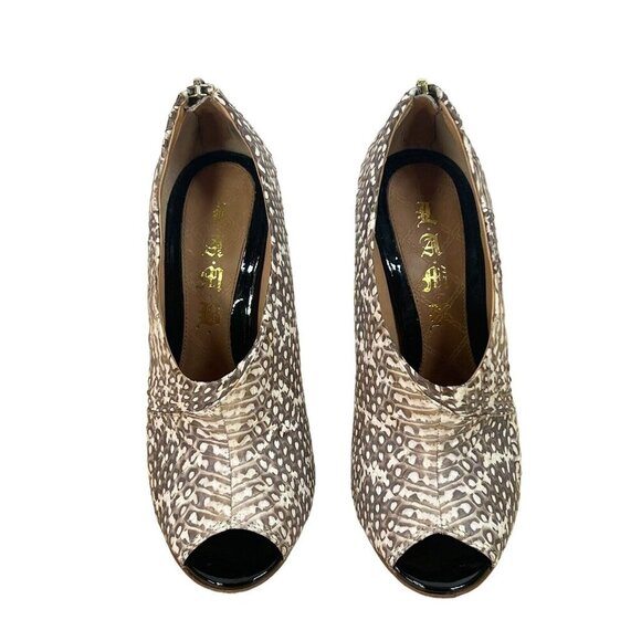 l.a.m.b. gwen stefani snake skin open toe bootie 7M zip back closure - Picture 3 of 8